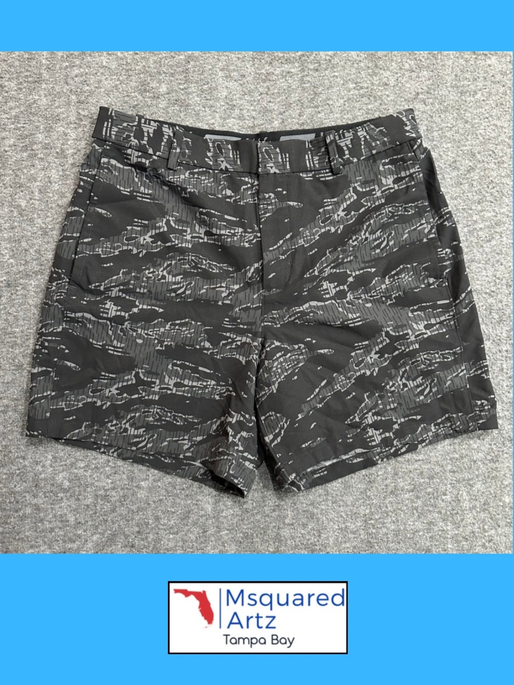 Nike Dri-FIT Gray Black Camo Golf Shorts Men's Size 32 Medium Stretch